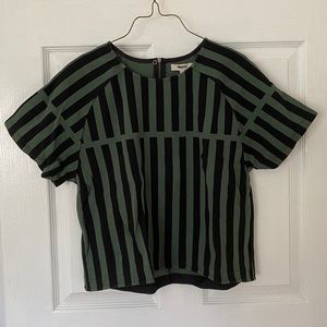 Madewell Olive Green w/ Black Striped Sweatshirt